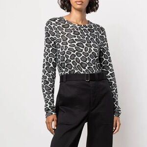 Proenza Schouler Leopard Animal Print Long Sleeve T-Shirt Top Size Medium M